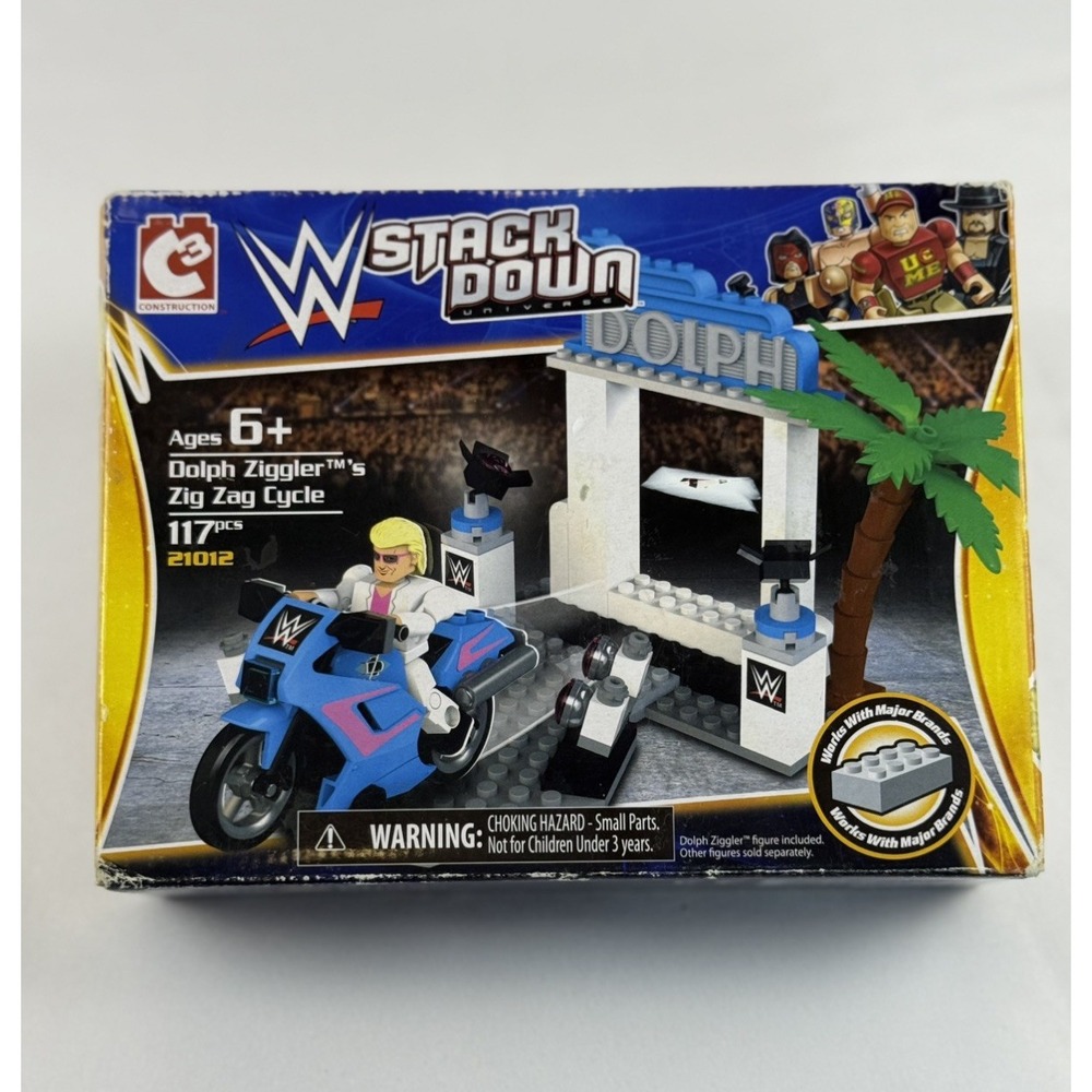 WWE C3 Construction Dolph Ziggler Zig Zag Cycle Stack Down 117 pcs Toy 21012 NIB